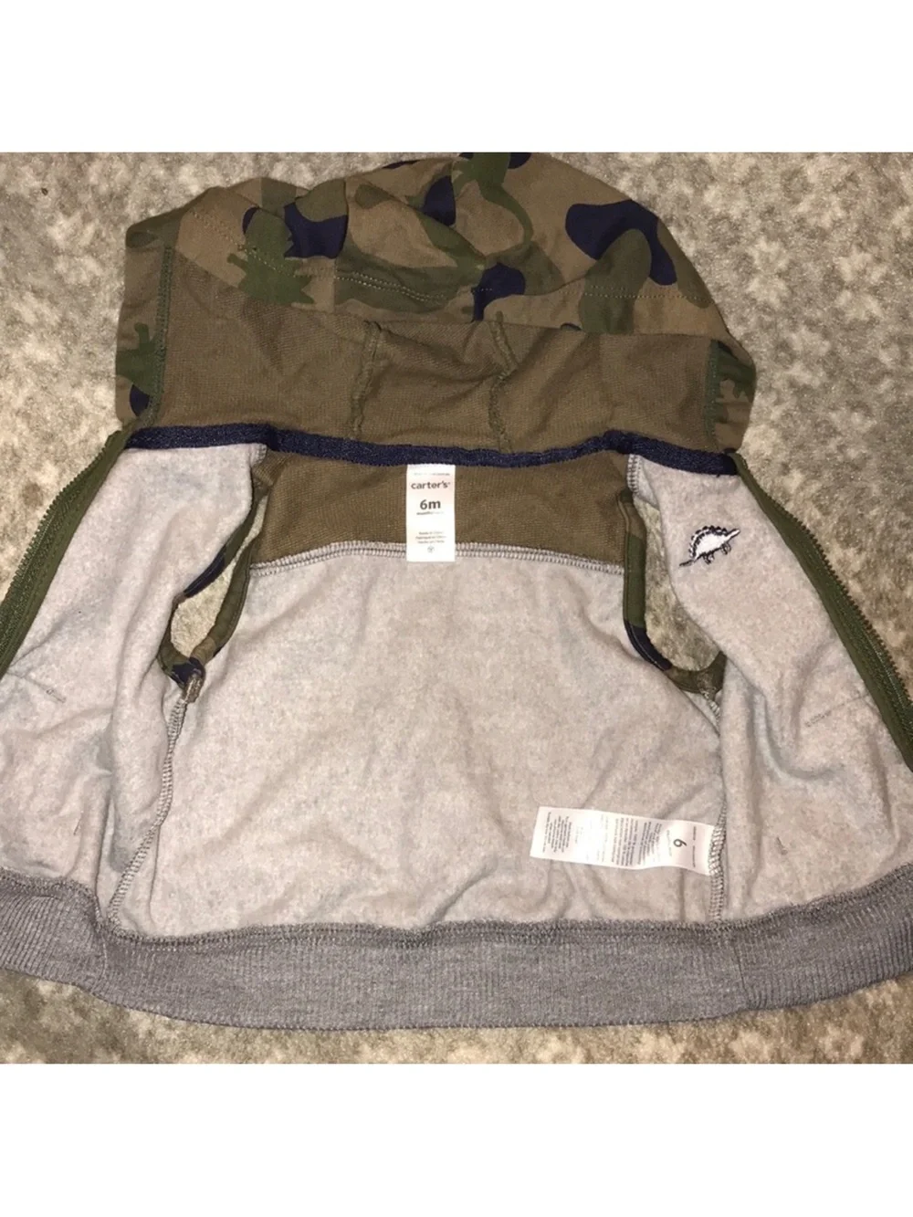Carters 6M Toddler Camo Hooded Vest - Gray & Green